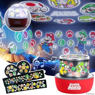 Paladone Super Mario projectielamp, officieel gelicentieerde Nintendo projectorlamp met verwisselbare scènes en sfeerverlichting, 3 verlichtingsmodi, speelkamerdecoratie Paladone Super Mario projectielamp, officieel gelicentieerde Nintendo projectorlamp met verwisselbare scènes en sfeerverlichting, 3 verlichtingsmodi, speelkamerdecoratie
