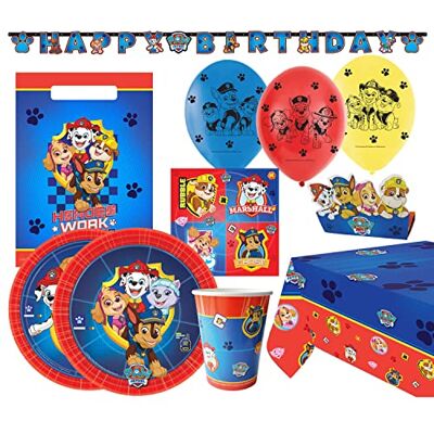 amscan 9050 0364-66 Paw Patrol partyset, 56-delig, wegwerp en decoratie, honden, helden, dieren, kinderverjaardag, themafeest amscan 9050 0364-66 Paw Patrol partyset, 56-delig, wegwerp en decoratie, honden, helden, dieren, kinderverjaardag, themafeest