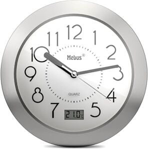 Mebus Badkamerklok kwarts digitaal display aluminium frame zuignappen witte wijzerplaat model 41964 nauwkeurig en functioneel wit Mebus Badkamerklok kwarts digitaal display aluminium frame zuignappen witte wijzerplaat model 41964 nauwkeurig en functioneel wit