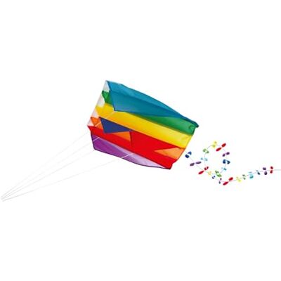 GÜNTHER FLUGSPIELE Paul Günther 1173 Mini-parafoil met regenboogmotief, robuust polyester, voor kinderen vanaf 6 jaar, met handvat, touw en staart, afmetingen: ca. 60 x 51 cm GÜNTHER FLUGSPIELE Paul Günther 1173 Mini-parafoil met regenboogmotief, robuust polyester, voor kinderen vanaf 6 jaar, met handvat, touw en staart, afmetingen: ca. 60 x 51 cm