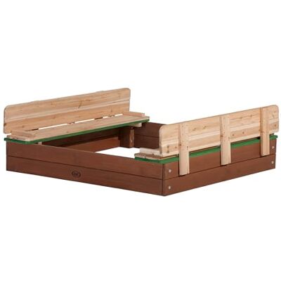 AXI Ella Xl Zandbak voor kinderen, 120 x 120 cm, zandbak voor kinderen, van hout, met bruin en groen deksel AXI Ella Xl Zandbak voor kinderen, 120 x 120 cm, zandbak voor kinderen, van hout, met bruin en groen deksel