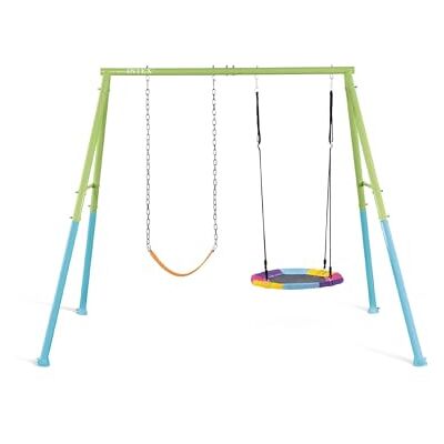 Intex 44125 Schommel met zitje, staal, groen en lichtblauw, 254 x 235 x 200 cm Intex 44125 Schommel met zitje, staal, groen en lichtblauw, 254 x 235 x 200 cm