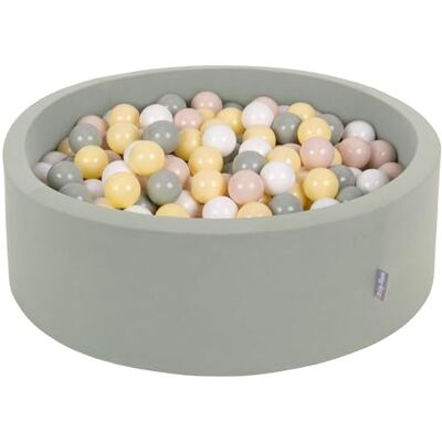 KiddyMoon Ballenbad voor baby's, rond, 90 x 30 cm/300 ballen 7 cm ballenbakken speelgoed voor kinderen, salie: pastelbeige/grijs/pastelgeel/wit KiddyMoon Ballenbad voor baby's, rond, 90 x 30 cm/300 ballen 7 cm ballenbakken speelgoed voor kinderen, salie: pastelbeige/grijs/pastelgeel/wit