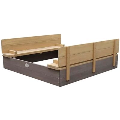 AXI Ella Xl Zandbak voor kinderen, grijs en bruin, 120 x 120 cm, zandbak voor kinderen, van FSC-hout, met deksel en bank AXI Ella Xl Zandbak voor kinderen, grijs en bruin, 120 x 120 cm, zandbak voor kinderen, van FSC-hout, met deksel en bank