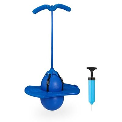 Relaxdays Pogobal kinderen tot 100 kg met bal, handgrepen, buitenspeelgoed, HBD: ca. 74 x 39 x 29 cm, springstok, blauw Relaxdays Pogobal kinderen tot 100 kg met bal, handgrepen, buitenspeelgoed, HBD: ca. 74 x 39 x 29 cm, springstok, blauw