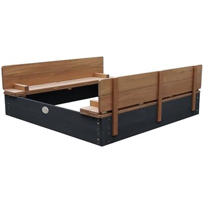 AXI Ella XL zandbak van hout, antraciet en bruin Grote zandbak met bank en deksel, FSC-gecertificeerd, 120 x 120 x 20 cm AXI Ella XL zandbak van hout, antraciet en bruin Grote zandbak met bank en deksel, FSC-gecertificeerd, 120 x 120 x 20 cm