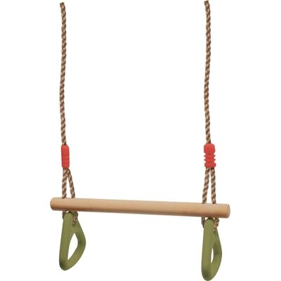 Small Foot swing with gymnastic rings 2-in-1, houten kinderschommel, met metalen ringen om op te hangen, vanaf 3 jaar, 6120 type, groen, 45 x 14 x 180 cm Small Foot swing with gymnastic rings 2-in-1, houten kinderschommel, met metalen ringen om op te hangen, vanaf 3 jaar, 6120 type, groen, 45 x 14 x 180 cm