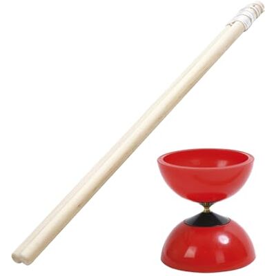 Schildkröt Diabolo set van elastisch rood polyethyleen, naaf van metaal, 2 stokken met trekkoord en instructies, 970136 Schildkröt Diabolo set van elastisch rood polyethyleen, naaf van metaal, 2 stokken met trekkoord en instructies, 970136