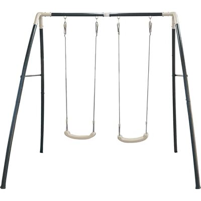 AXI Dubbele Schommel van metaal Vrijstaande schommel voor kinderen in bruin met kunststof schommelzitjes Schommelset dubbel voor tuin / buiten AXI Dubbele Schommel van metaal Vrijstaande schommel voor kinderen in bruin met kunststof schommelzitjes Schommelset dubbel voor tuin / buiten