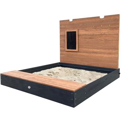 AXI Mandy Xxl Houten zandbak met bank, opbergruimte, deksel en schoolbord 160 x 151 x 122,5 cm zandbak in antraciet en bruin met vloermat AXI Mandy Xxl Houten zandbak met bank, opbergruimte, deksel en schoolbord 160 x 151 x 122,5 cm zandbak in antraciet en bruin met vloermat