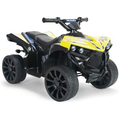 INJUSA Elektrische quad voor kinderen, 1-4 jaar, 6 V, geel, met achteruitversnelling + lichten + geluiden + automatische rem + gaspedaal + compact en veilig voertuig INJUSA Elektrische quad voor kinderen, 1-4 jaar, 6 V, geel, met achteruitversnelling + lichten + geluiden + automatische rem + gaspedaal + compact en veilig voertuig
