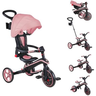 Globber Explorer 4-in-1 driewieler Opvouwbare en schaalbare driewieler als loopfiets voor peuters van 10 maanden tot 5 jaar Pastel Roze Globber Explorer 4-in-1 driewieler Opvouwbare en schaalbare driewieler als loopfiets voor peuters van 10 maanden tot 5 jaar Pastel Roze