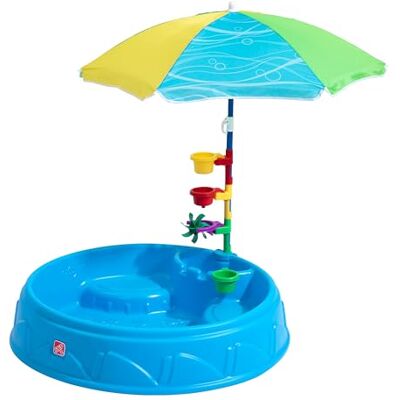 Step2 Play & Shade Kinderzwembad met parasol, blauw, klein zwembad/kinderbadje van kunststof, 94 x 18,8 cm, kan ook als zandbak worden gebruikt Step2 Play & Shade Kinderzwembad met parasol, blauw, klein zwembad/kinderbadje van kunststof, 94 x 18,8 cm, kan ook als zandbak worden gebruikt