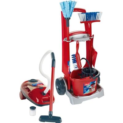Klein Theo Vileda 6742 Bezemwagen, met veel accessoires, accustofzuiger met zuigfunctie en geluid, voor kinderen vanaf 3 jaar Klein Theo Vileda 6742 Bezemwagen, met veel accessoires, accustofzuiger met zuigfunctie en geluid, voor kinderen vanaf 3 jaar