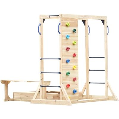 AXI Dex Speelplaats van hout, bruin, klimstructuur voor kinderen met klimmuur, zandbak, apenstangen en picknicktafel, voor de tuin, 200 x 195 x 199 cm AXI Dex Speelplaats van hout, bruin, klimstructuur voor kinderen met klimmuur, zandbak, apenstangen en picknicktafel, voor de tuin, 200 x 195 x 199 cm
