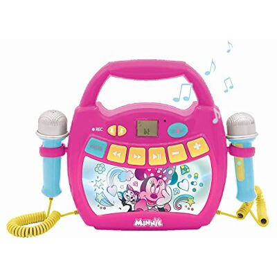 Lexibook , Disney Minnie, MP320MNZ Draagbare karaoke-muziekspeler voor kinderen, 2 microfoons, lichteffecten, Bluetooth, spraakopname/verandering, oplaadbare batterijen, MP320MNZ Lexibook , Disney Minnie, MP320MNZ Draagbare karaoke-muziekspeler voor kinderen, 2 microfoons, lichteffecten, Bluetooth, spraakopname/verandering, oplaadbare batterijen, MP320MNZ
