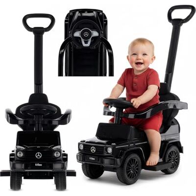 Sun Kinderauto met glijbaan vanaf 1 jaar met duwstang, Mercedes G Bobbycar voor baby's (zwart) Sun Kinderauto met glijbaan vanaf 1 jaar met duwstang, Mercedes G Bobbycar voor baby's (zwart)