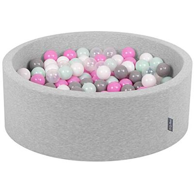 KiddyMoon 90 x 30 cm/300 ballen, diameter 7 cm, rond, gemaakt in de EU, lichtgrijs: transparant, grijs, wit, roze, mint KiddyMoon 90 x 30 cm/300 ballen, diameter 7 cm, rond, gemaakt in de EU, lichtgrijs: transparant, grijs, wit, roze, mint