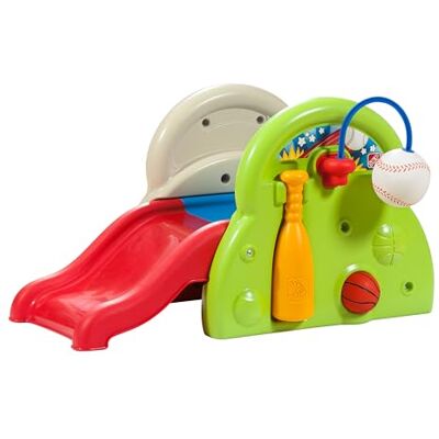Step2 Sports-Tastic Activity Center Speelplaats van kunststof met glijbaan Speelplaats met basketbalmand, klimwand en honkbalset Step2 Sports-Tastic Activity Center Speelplaats van kunststof met glijbaan Speelplaats met basketbalmand, klimwand en honkbalset