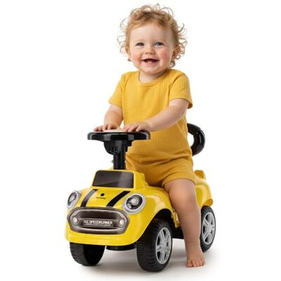Sun Kinderauto glijbaan vanaf 1 jaar, loopwagen, binnenwagen, voertuig met geluiden (geel) Sun Kinderauto glijbaan vanaf 1 jaar, loopwagen, binnenwagen, voertuig met geluiden (geel)