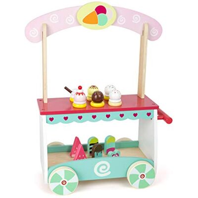 small foot Ijskar van hout, winkelwinkel accessoires op beweegbare wielen, voor kinderen vanaf 3 jaar, 11065 speelgoed, meerkleurig small foot Ijskar van hout, winkelwinkel accessoires op beweegbare wielen, voor kinderen vanaf 3 jaar, 11065 speelgoed, meerkleurig