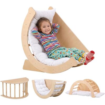 Relaxdays Arche basculante pour enfants, dès 18 mois, naturel/blanc Relaxdays Arche basculante pour enfants, dès 18 mois, naturel/blanc