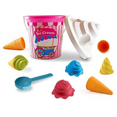 Mondo Toys Girl Ice Cream Bucket Set Mare Renew Toys met emmer, zeef, koekjessnijder en theelepel, 28445 Mondo Toys Girl Ice Cream Bucket Set Mare Renew Toys met emmer, zeef, koekjessnijder en theelepel, 28445
