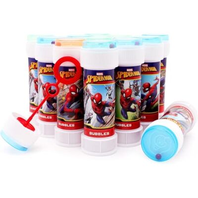 Toyland ® Set van 12 Spider-Man bubbels met eetstokjes, oplossing van 60 ml en deksel voor fancy doolhof, zak- en feestspeelgoed Toyland ® Set van 12 Spider-Man bubbels met eetstokjes, oplossing van 60 ml en deksel voor fancy doolhof, zak- en feestspeelgoed