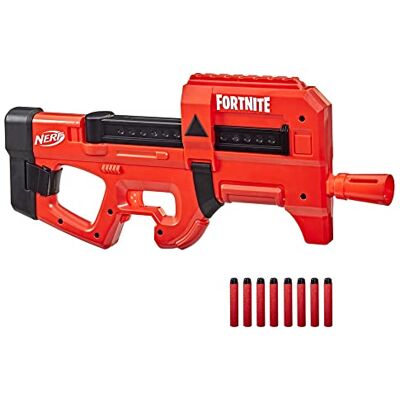 Nerf Fortnite Compact SMG, gemotoriseerde dartblaster, ultra rode coating, interne oplader met 8 darts, inclusief 8 Elite-darts Nerf Fortnite Compact SMG, gemotoriseerde dartblaster, ultra rode coating, interne oplader met 8 darts, inclusief 8 Elite-darts