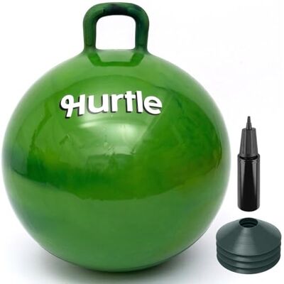 Hurtle Ballon Sauteur 3-12 Ans, 50 cm Vert Militaire, Pompe et Cônes inclus Hurtle Ballon Sauteur 3-12 Ans, 50 cm Vert Militaire, Pompe et Cônes inclus