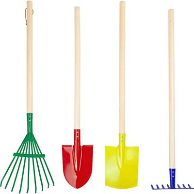 small foot Tuingereedschapsset "KunterBunt" van hout en metaal, hark, schep, schop en hark, vanaf 3 jaar, 10838 small foot Tuingereedschapsset "KunterBunt" van hout en metaal, hark, schep, schop en hark, vanaf 3 jaar, 10838