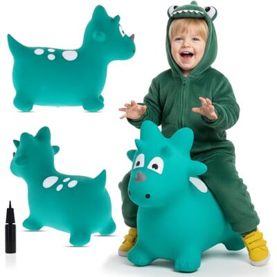 Sun Opblaasbaar springdier, speelgoed voor kinderen van 1 jaar voor binnen en buiten, ergonomisch design, inclusief handpomp (dino groen) Sun Opblaasbaar springdier, speelgoed voor kinderen van 1 jaar voor binnen en buiten, ergonomisch design, inclusief handpomp (dino groen)