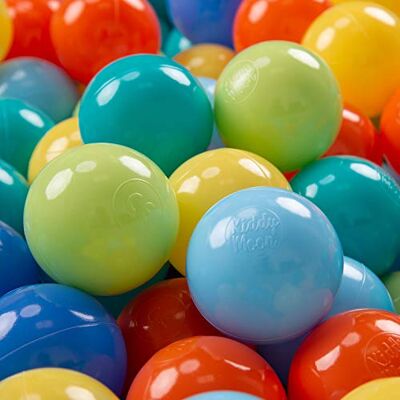 KiddyMoon 300 x 7 cm kleurrijke kunststof ballen voor zwembad kinderen baby Made in EU, lichtgroen/oranje/turquoise/blauw/babyblauw/geel KiddyMoon 300 x 7 cm kleurrijke kunststof ballen voor zwembad kinderen baby Made in EU, lichtgroen/oranje/turquoise/blauw/babyblauw/geel
