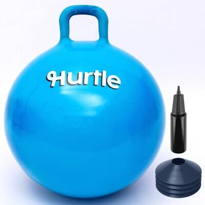 Hurtle Ballon Sauteur Marbré 3-12 Ans, Bleu Marine, Poignée, Pompe et Cônes Hurtle Ballon Sauteur Marbré 3-12 Ans, Bleu Marine, Poignée, Pompe et Cônes