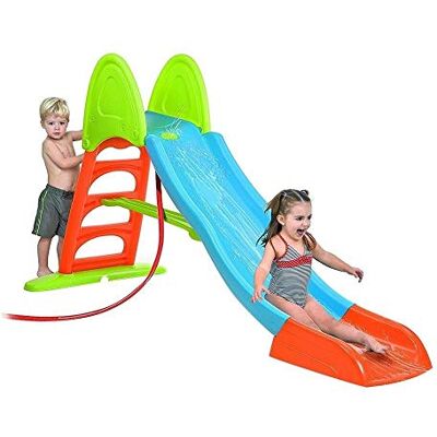 Feber Slide 10, meerkleurige waterglijbaan, met waterslangaansluiting, antislip treden, duurzaam, voor kinderen van 3 tot 8 jaar Feber Slide 10, meerkleurige waterglijbaan, met waterslangaansluiting, antislip treden, duurzaam, voor kinderen van 3 tot 8 jaar