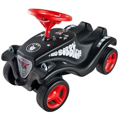 BIG Bobby Car Classic Little Rocker, loopfiets vanaf 1 jaar, donker Rock n' Roll design, met rood veiligheidsstuurwiel en claxon, voor kinderen vanaf 12 maanden (tot 50 kg), zwart, inclusief BIG Bobby Car Classic Little Rocker, loopfiets vanaf 1 jaar, donker Rock n' Roll design, met rood veiligheidsstuurwiel en claxon, voor kinderen vanaf 12 maanden (tot 50 kg), zwart, inclusief
