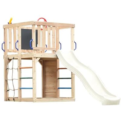 AXI Sam Speelplaats van hout, crèmekleurige glijbaan, klimstructuur voor kinderen met klimwand, net en ophangstangen, inclusief accessoires, speeluitrusting voor de tuin AXI Sam Speelplaats van hout, crèmekleurige glijbaan, klimstructuur voor kinderen met klimwand, net en ophangstangen, inclusief accessoires, speeluitrusting voor de tuin