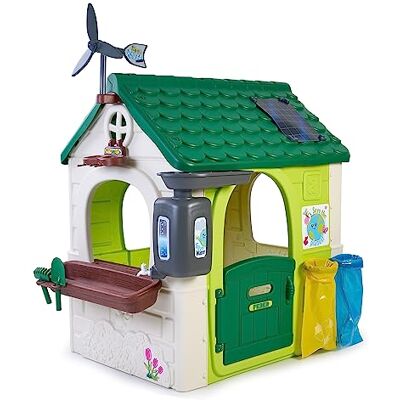 Feber Eco-huis, educatief tuinhuis, met ecologische spelletjes, met stadsplantenbak, 2 afvalmanden, een windmolen, voor kinderen die van de natuur houden, 2 jaar Feber Eco-huis, educatief tuinhuis, met ecologische spelletjes, met stadsplantenbak, 2 afvalmanden, een windmolen, voor kinderen die van de natuur houden, 2 jaar