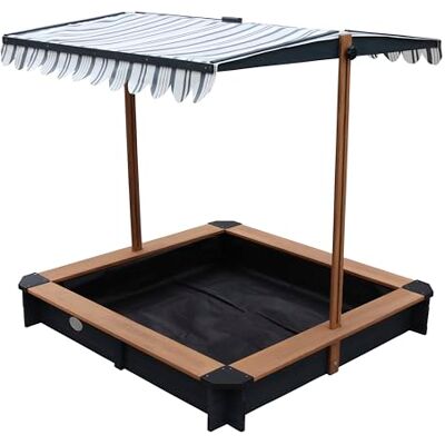 AXI Lily Zandbak voor kinderen, antraciet/bruin, 118 x 118 cm, zandbak voor kinderen, van FSC-hout, met deksel/opendak, draaibaar in hoogte verstelbaar AXI Lily Zandbak voor kinderen, antraciet/bruin, 118 x 118 cm, zandbak voor kinderen, van FSC-hout, met deksel/opendak, draaibaar in hoogte verstelbaar