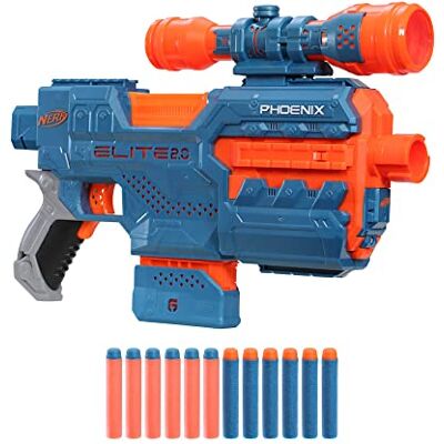 Nerf Elite 2.0 Phoenix CS-6 gemotoriseerde blaster, 12 officiële darts, scope, clip, ingebouwde aanpassingsmogelijkheden Nerf Elite 2.0 Phoenix CS-6 gemotoriseerde blaster, 12 officiële darts, scope, clip, ingebouwde aanpassingsmogelijkheden