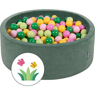 KiddyMoon ballenbad 90 x 30 cm met 300 ballen met een diameter van 7 cm, rond, gemaakt in de EU, lente: lichtgroen/groen/geel/poederroze/roze KiddyMoon ballenbad 90 x 30 cm met 300 ballen met een diameter van 7 cm, rond, gemaakt in de EU, lente: lichtgroen/groen/geel/poederroze/roze