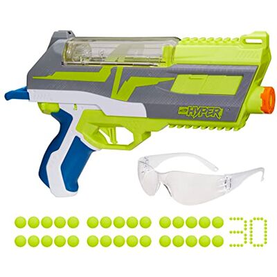 Nerf Hyper Impulse-40 Blaster, 30 Hyper Rounds, onmiddellijke openingsveer, snelheid tot 110 fps Nerf Hyper Impulse-40 Blaster, 30 Hyper Rounds, onmiddellijke openingsveer, snelheid tot 110 fps