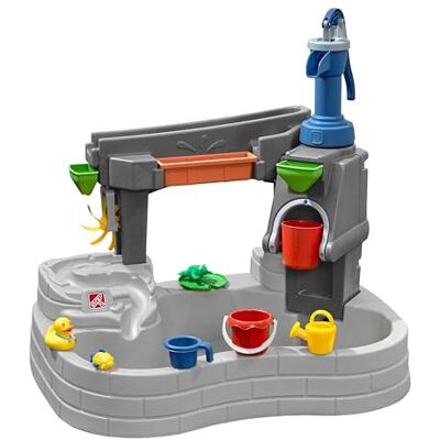 Step2 Pump & Splash Discovery Stone Pond Watertafel van kunststof voor kinderen, grijs, waterspeelgoed/speeltafel voor de tuin, met 10 accessoires Step2 Pump & Splash Discovery Stone Pond Watertafel van kunststof voor kinderen, grijs, waterspeelgoed/speeltafel voor de tuin, met 10 accessoires