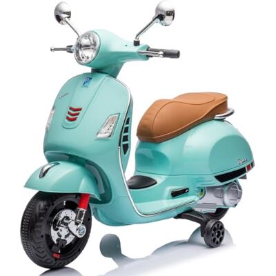 Sun Vespa Elektrische motorfiets voor kinderen met wielen en zitting van kunststof, MP3-speler, AUX-aansluiting, microSD USD (turquoise zonder doos) Sun Vespa Elektrische motorfiets voor kinderen met wielen en zitting van kunststof, MP3-speler, AUX-aansluiting, microSD USD (turquoise zonder doos)