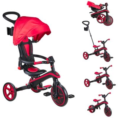 Globber Explorer 4-in-1 driewieler Opvouwbare en schaalbare driewieler als loopfiets voor peuters van 10 maanden tot 5 jaar Globber Explorer 4-in-1 driewieler Opvouwbare en schaalbare driewieler als loopfiets voor peuters van 10 maanden tot 5 jaar
