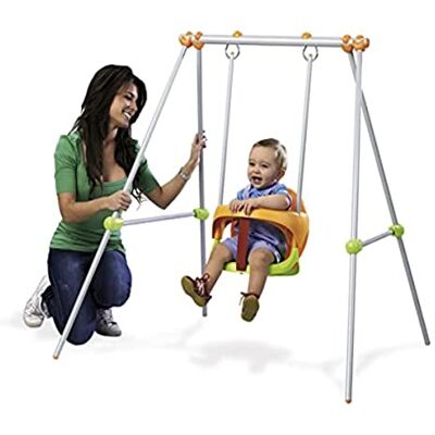 Smoby Schommelframe van metaal, babyschommel, vanaf 6 maanden, hoogte 120 cm, zitting met veiligheidsbeugel 310046 Smoby Schommelframe van metaal, babyschommel, vanaf 6 maanden, hoogte 120 cm, zitting met veiligheidsbeugel 310046