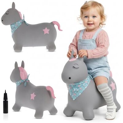 Sun Opblaasbaar springdier, speelgoed voor kinderen van 1 jaar voor binnen en buiten, ergonomisch design, handpomp inbegrepen (Poney bruin met bandana) Sun Opblaasbaar springdier, speelgoed voor kinderen van 1 jaar voor binnen en buiten, ergonomisch design, handpomp inbegrepen (Poney bruin met bandana)