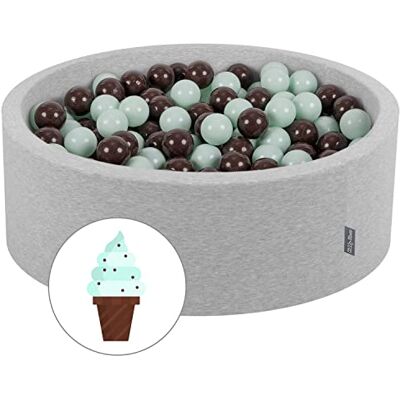 KiddyMoon 90 x 30 cm met 200 ballen met een diameter van 7 cm, rond ballenbad voor baby's, gemaakt in de EU, chocola en munt: mint/bruin KiddyMoon 90 x 30 cm met 200 ballen met een diameter van 7 cm, rond ballenbad voor baby's, gemaakt in de EU, chocola en munt: mint/bruin