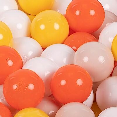 KiddyMoon 50 ballen / 7 cm kleurrijke kunststof ballen voor zwembad kinderen baby gemaakt in de EU, geel/oranje/pastelbeige/wit KiddyMoon 50 ballen / 7 cm kleurrijke kunststof ballen voor zwembad kinderen baby gemaakt in de EU, geel/oranje/pastelbeige/wit