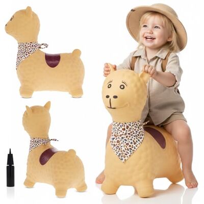 Sun Opblaasbaar springdier, speelgoed voor kinderen van 1 jaar voor binnen en buiten, ergonomisch design, inclusief handpomp (lama beige) Sun Opblaasbaar springdier, speelgoed voor kinderen van 1 jaar voor binnen en buiten, ergonomisch design, inclusief handpomp (lama beige)